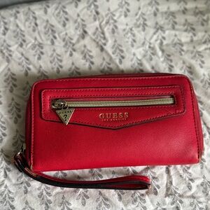 Red/gold Guess wallet/wristlet